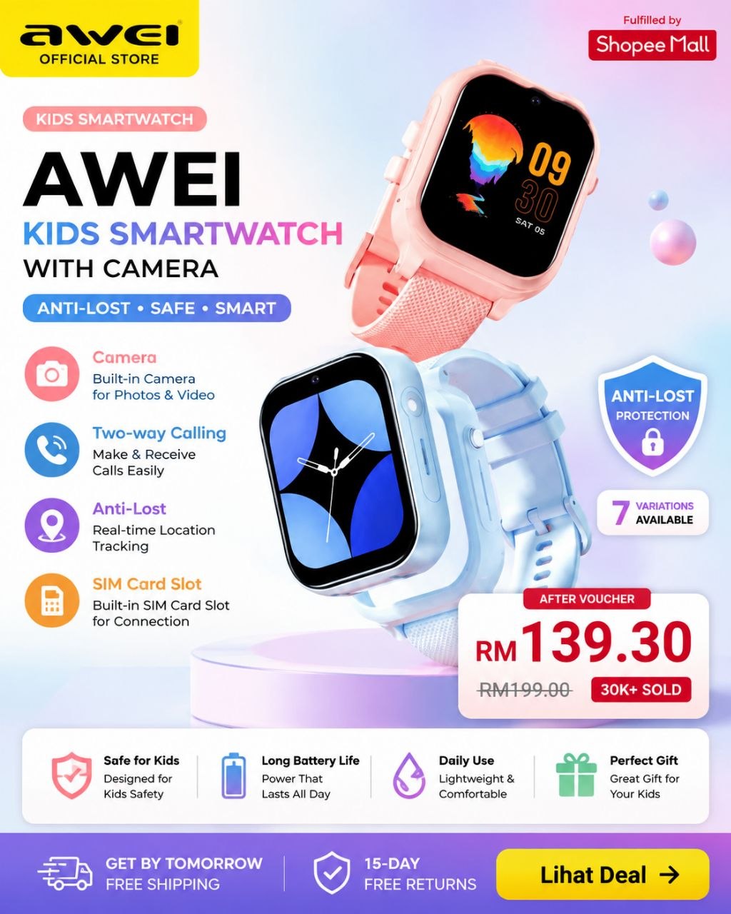 Awei Kids Smartwatch with Camera