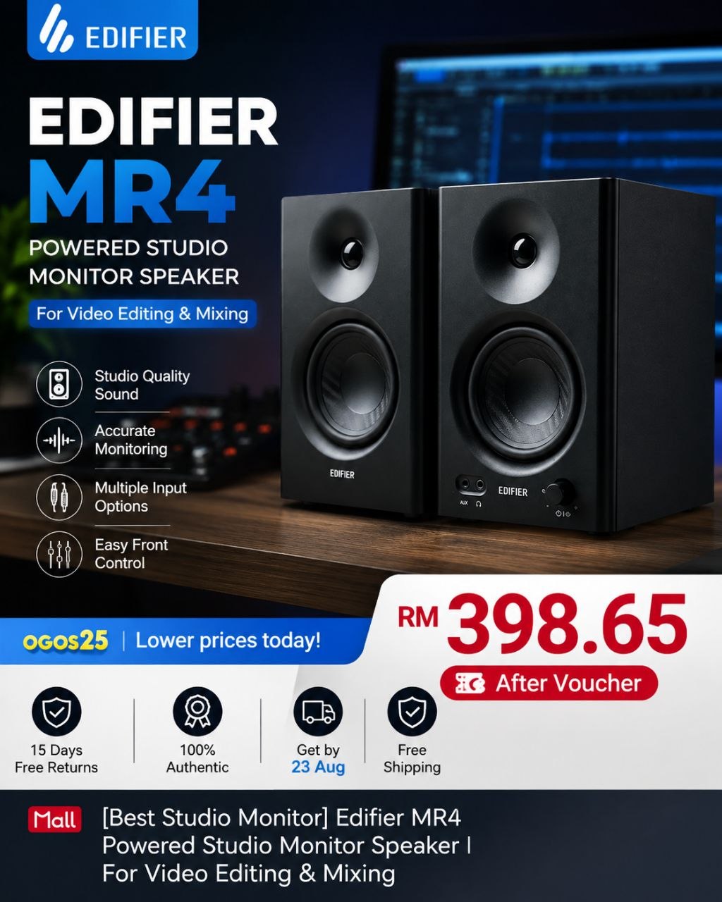 Edifier MR4 Powered Studio Monitor